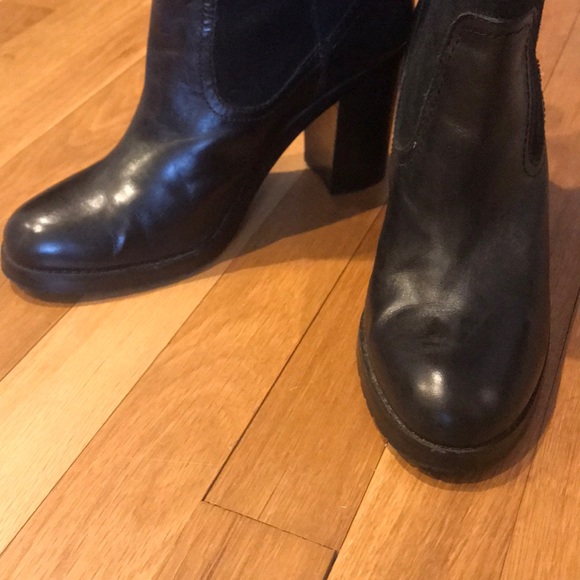 RALPH LAUREN BLACK LEATHER SUEDE WESTERN BOOTS - Picture 8 of 11